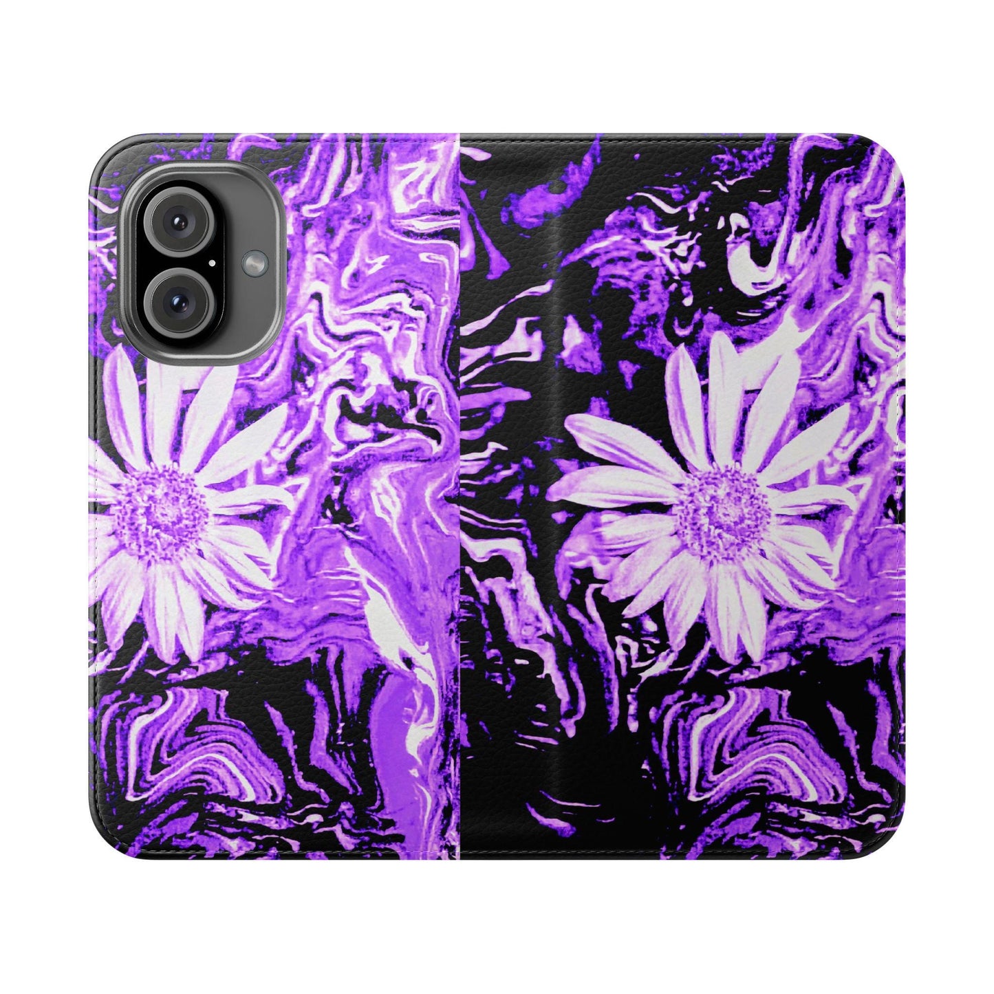 Floral Purple Flip Cases - Stylish Phone Wallet, Trendy Gift for Her, Durable Protection, Unique Art Design, Ideal for Birthdays