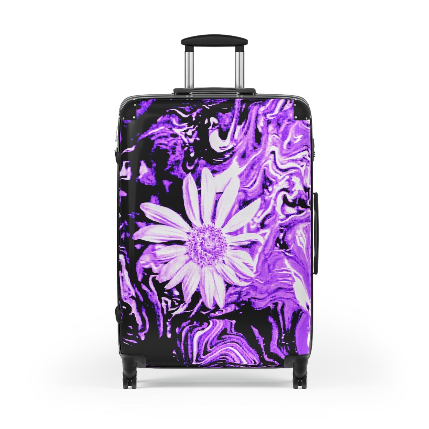 Elegant Floral Travel Suitcase - Stylish Luggage with Purple Daisy Design, Travel Bag for Women, Vacation Essentials, Gift Idea