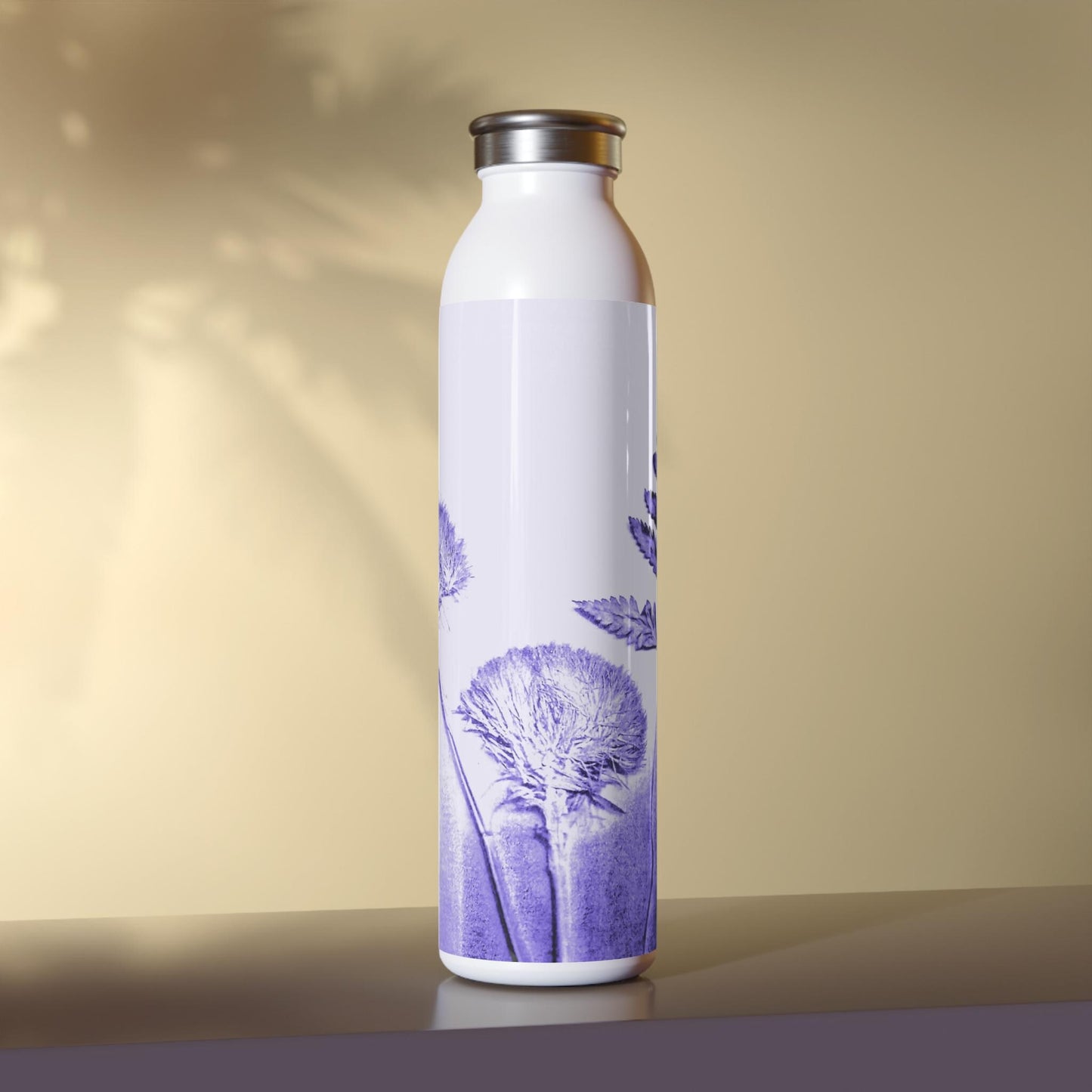 Slim Water Bottle with Floral Design, Eco-Friendly Drinkware, Nature Lover Gift, Reusable Stainless Steel, Spring & Summer Hydration