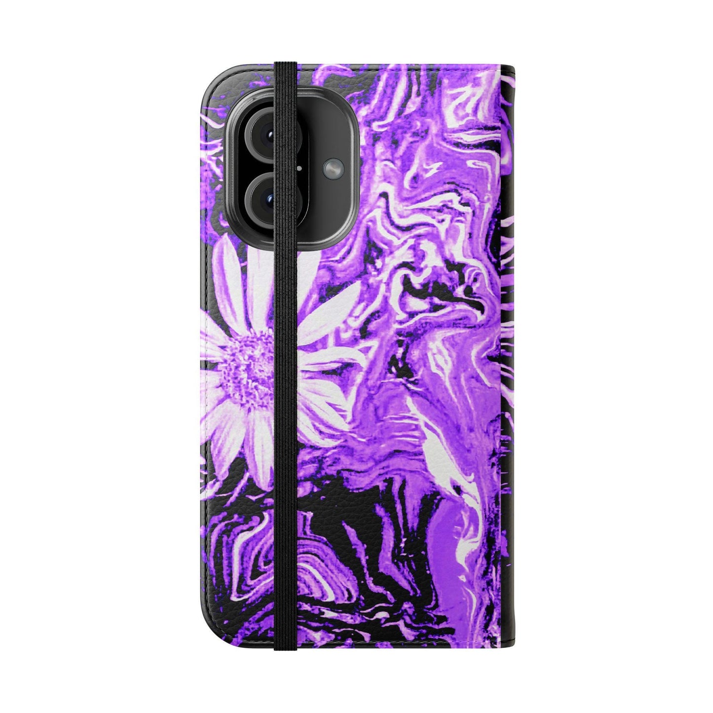 Floral Purple Flip Cases - Stylish Phone Wallet, Trendy Gift for Her, Durable Protection, Unique Art Design, Ideal for Birthdays