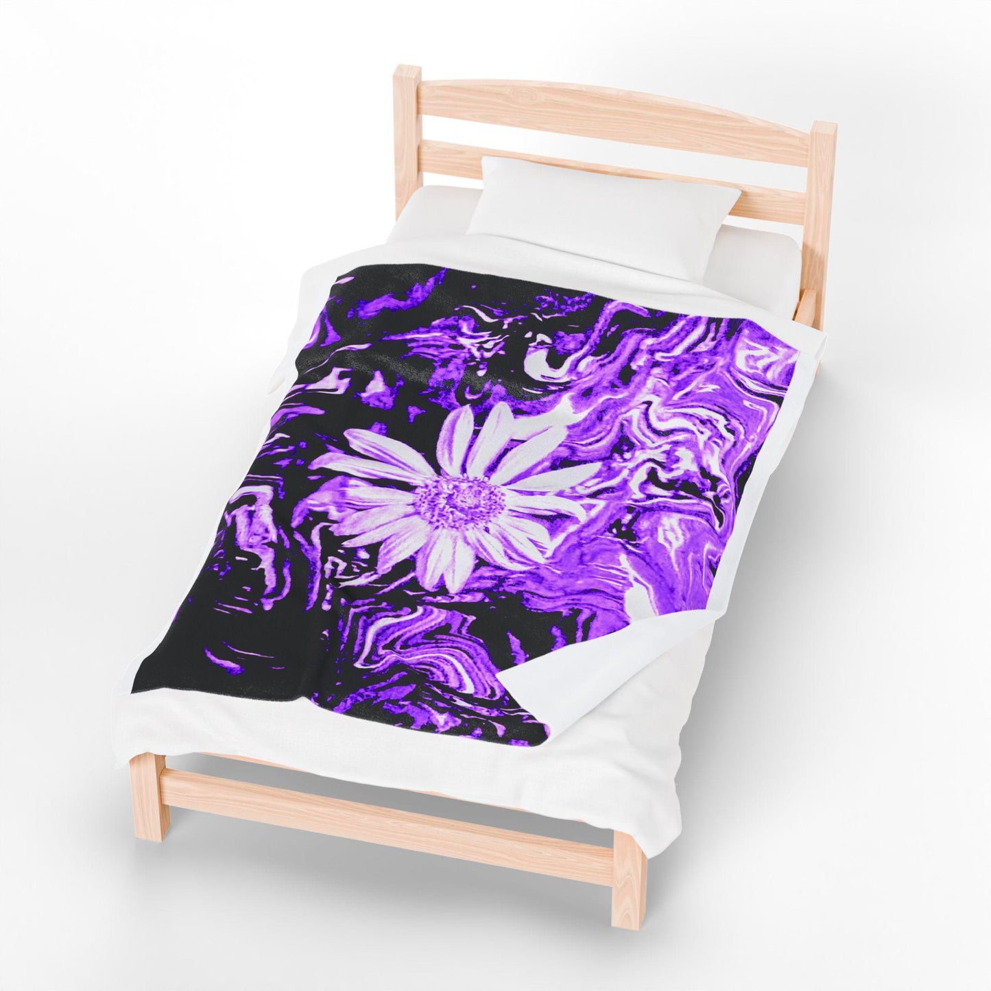 Purple Floral Velveteen Plush Blanket, Cozy Gift, Home Decor, Throw for Living Room, Bedroom, Self-Care, Unique Design