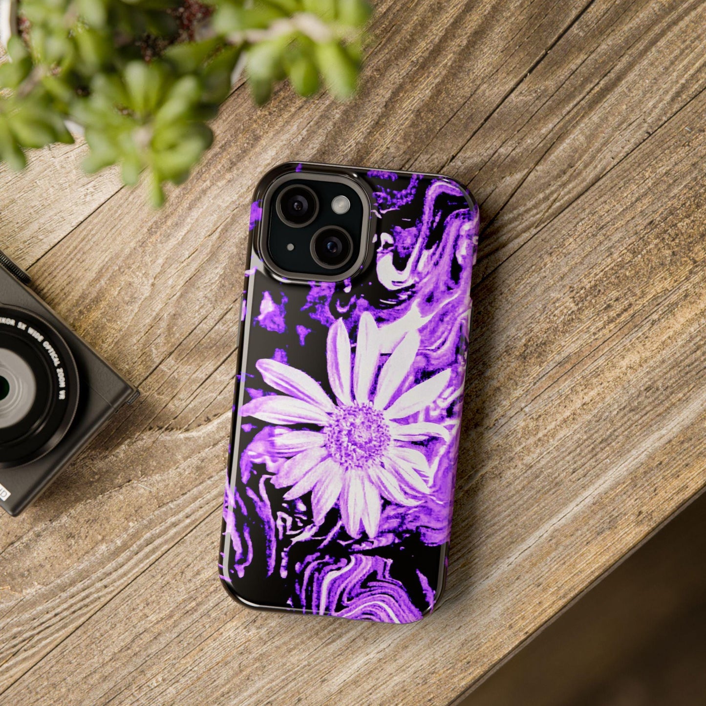 Purple Floral Impact-Resistant Phone Case, Stylish Phone Protector, Gift for Her, Floral Phone Accessory, Unique Tech Gift