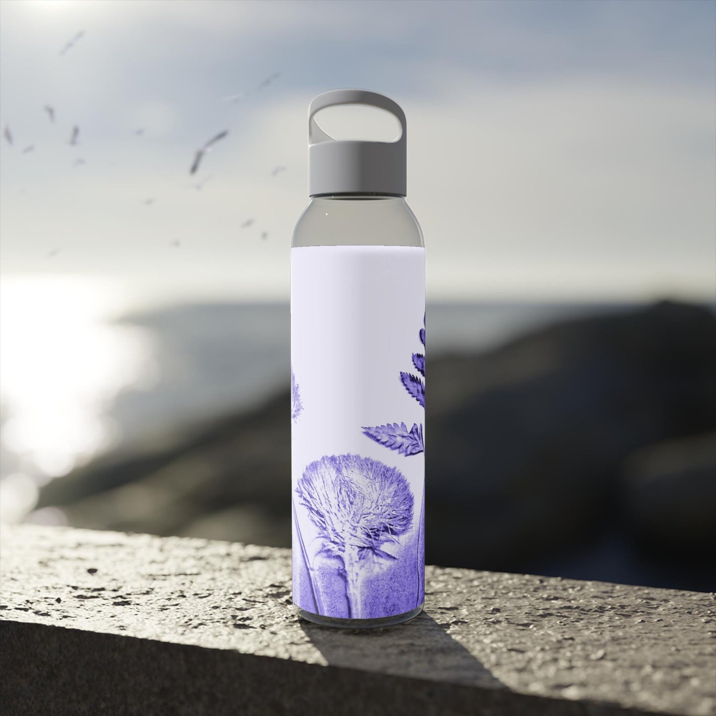 Sky Water Bottle with Floral Design | Eco-Friendly Hydration, Travel Mug, Gym Water Bottle, Birthday Gift, Nature Lover Gift