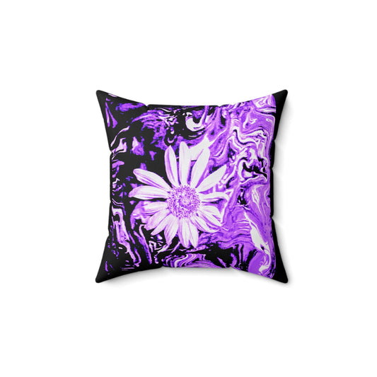 Vibrant Floral Throw Pillow, Boho Home Decor, Gift for Her, Couch Cushion, Purple Daisies, Modern Interior Accent