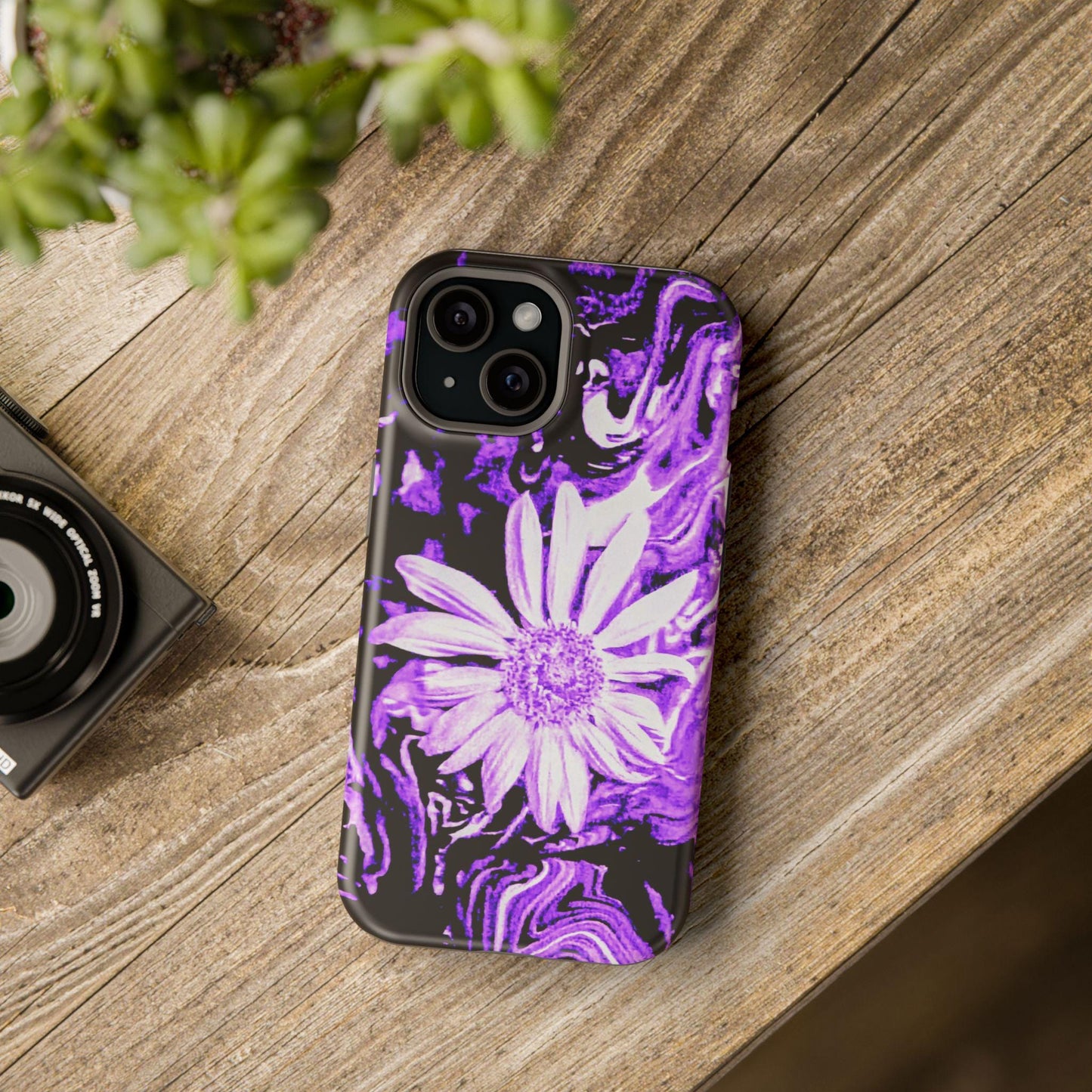 Purple Floral Impact-Resistant Phone Case, Stylish Phone Protector, Gift for Her, Floral Phone Accessory, Unique Tech Gift