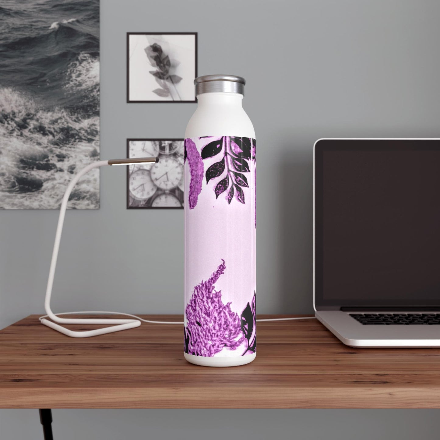 Elegant Floral Slim Water Bottle - Eco-Friendly Reusable Hydration Gift, Workout Water Bottle, Stylish Water Container, Travel Bottle,