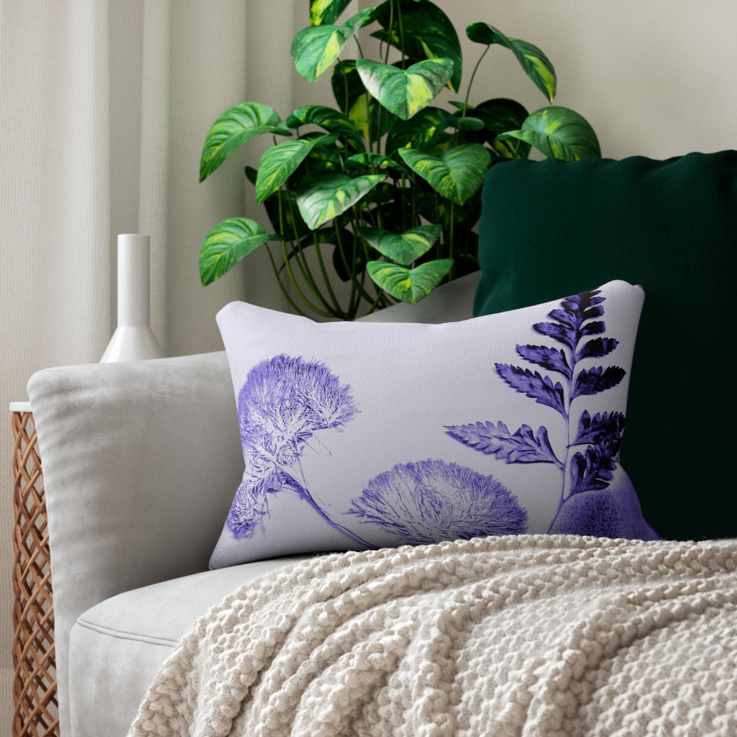 Botanical Lumbar Pillow, Home Decor, Couch Cushion, Gift for Plant Lovers, Nature Inspired Accent Pillow, Decorative Pillow