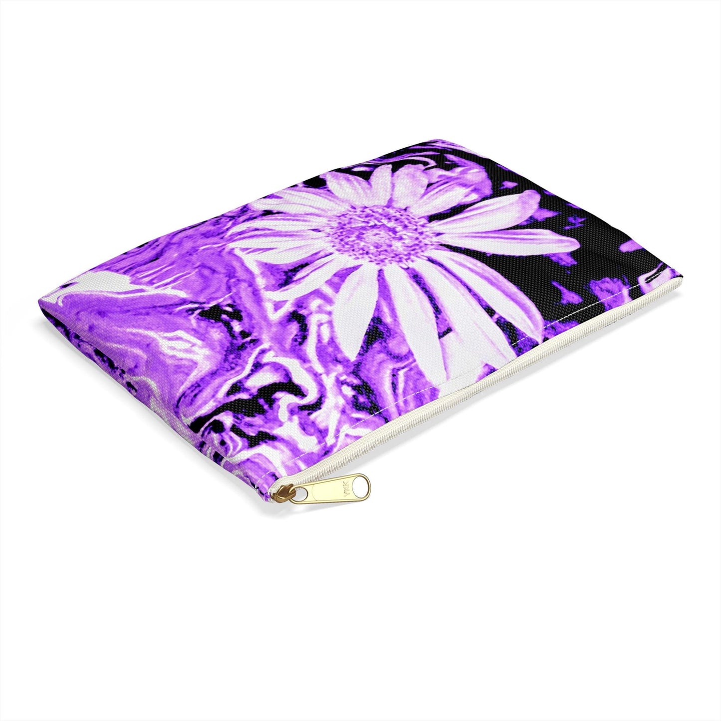 Purple Marble Flower Accessory Pouch - Trendy Makeup Bag, Floral Travel Organizer, Gift for Her, Cute Storage, Boho Style