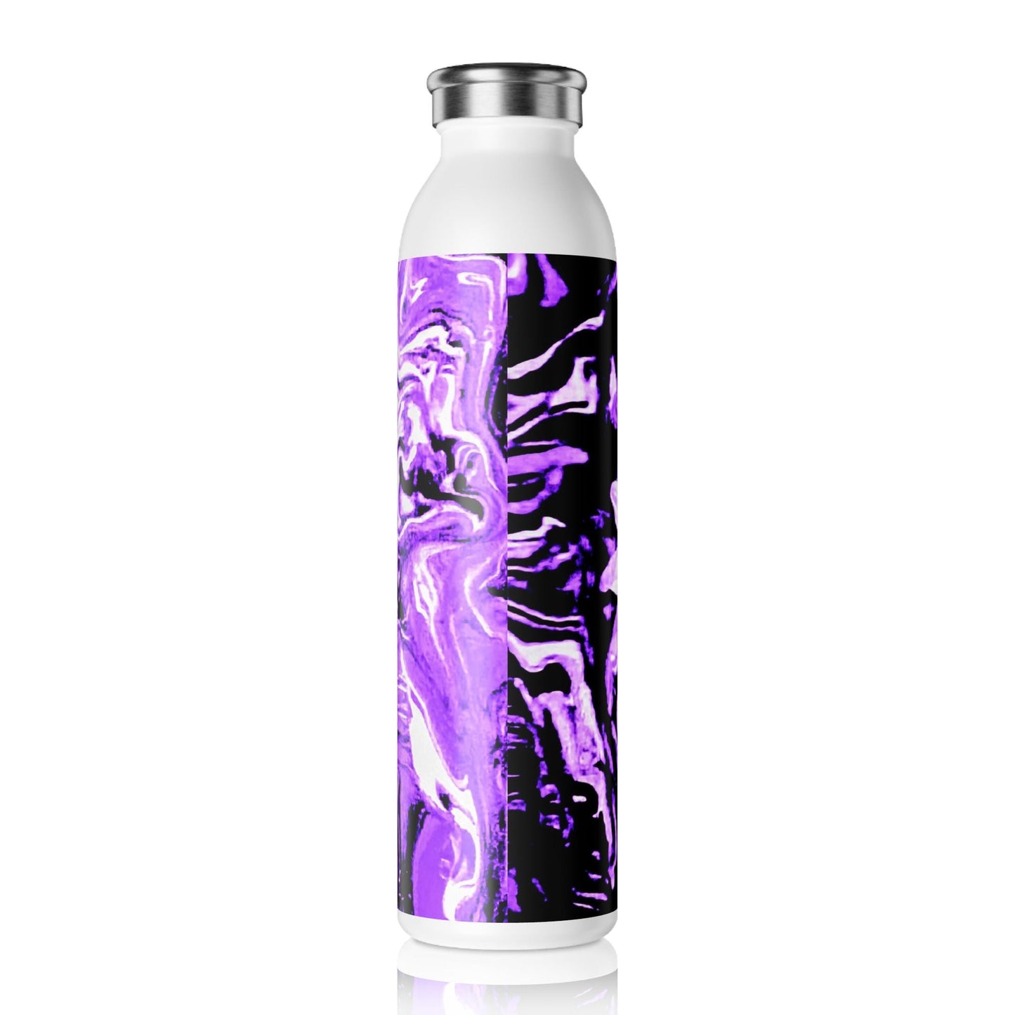 Purple Floral Slim Water Bottle, Eco-Friendly Reusable Hydration, Gift for Her, Gym Accessory, Nature Lover's Bottle
