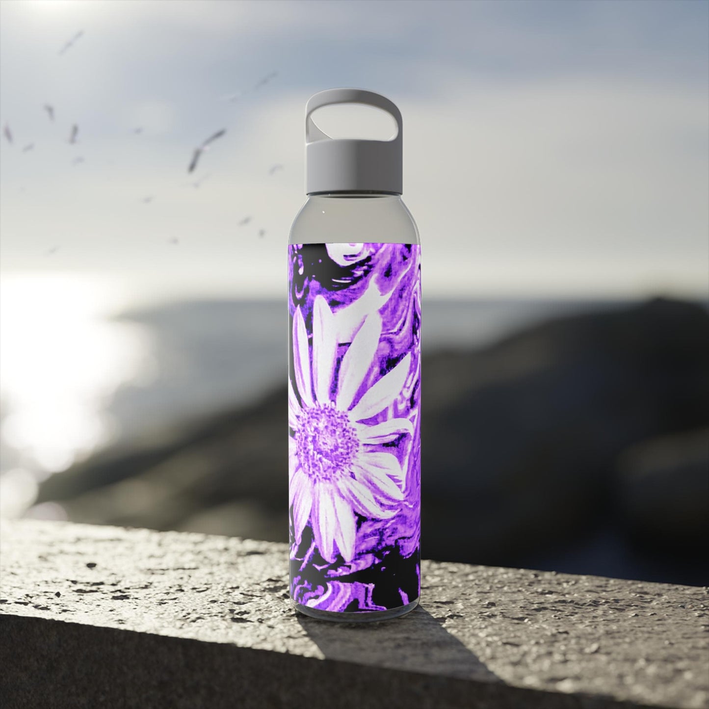 Purple Floral Water Bottle, Eco-Friendly Sports Bottle, Water Jug, Gift for Athletes, Outdoor Hydration Bottle, Trending Gift
