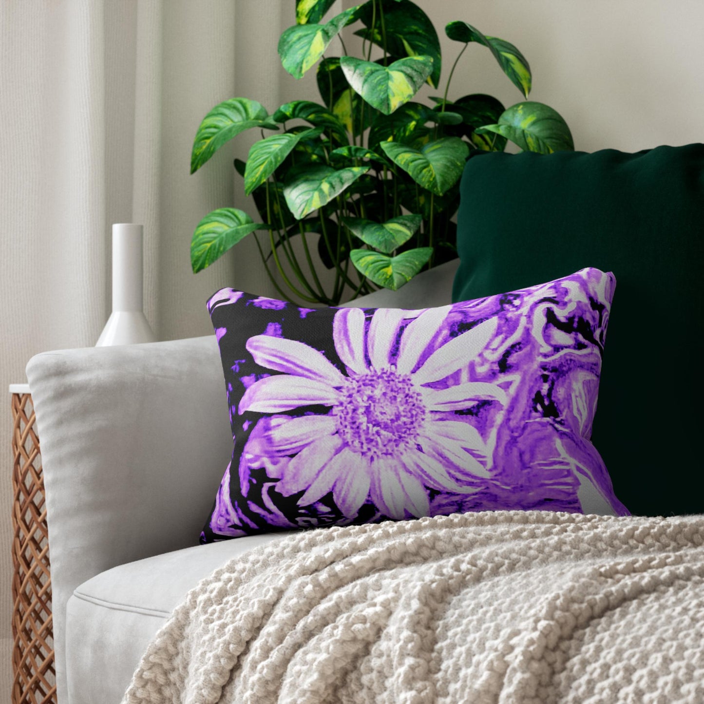 Vibrant Floral Lumbar Pillow, Bohemian Home Decor, Couch Cushion, Gift for Her, Bedroom Accent, Spring Decor, Cozy Accent