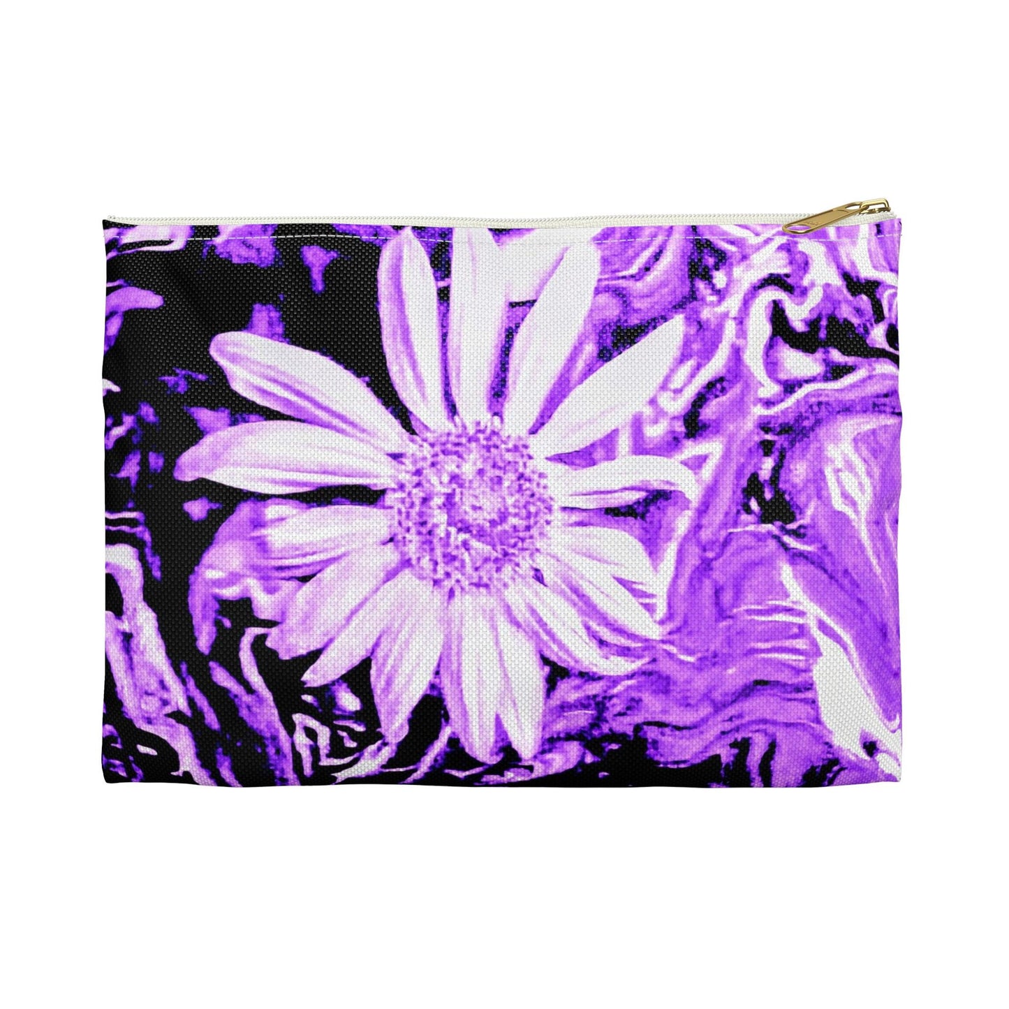 Purple Marble Flower Accessory Pouch - Trendy Makeup Bag, Floral Travel Organizer, Gift for Her, Cute Storage, Boho Style