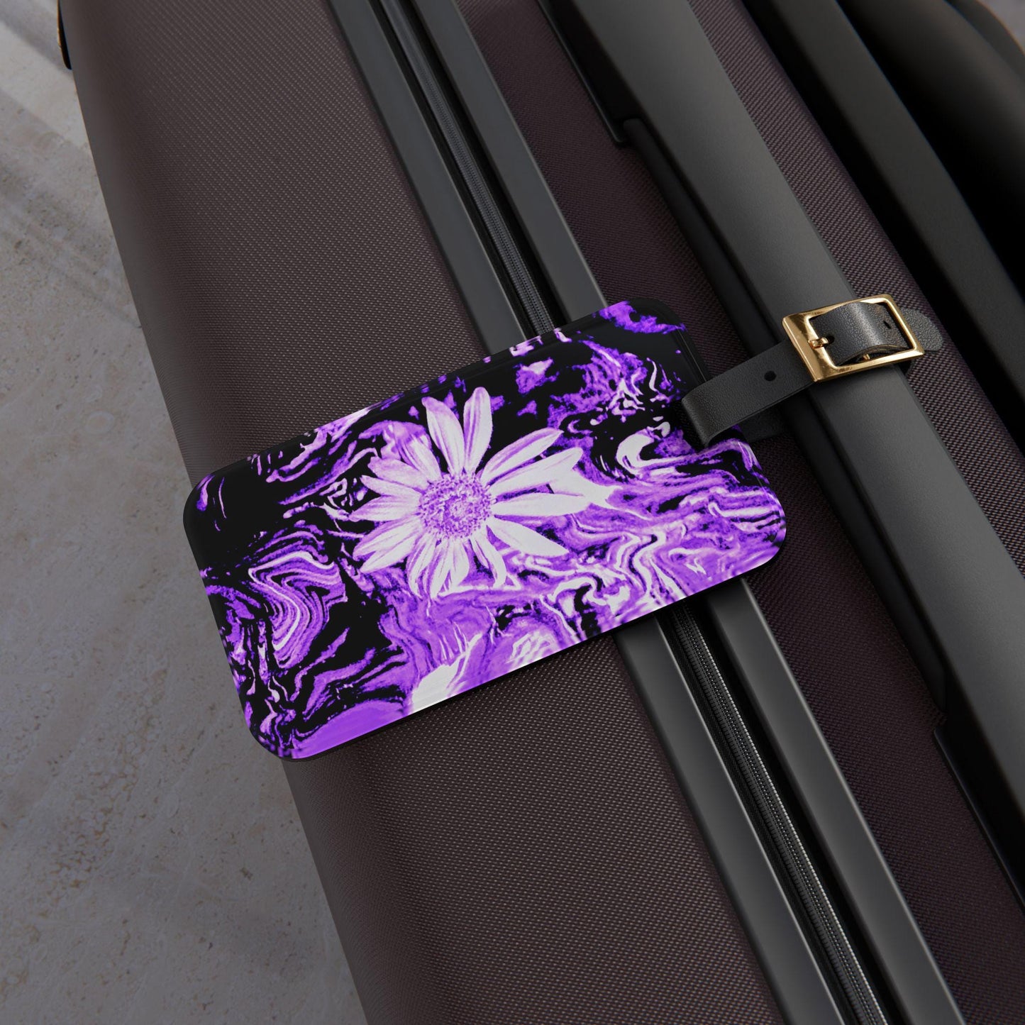 Vivid Floral Luggage Tag, Personalized Travel Accessory, Unique Bag Identifier, Stylish Suitcase Name Tag, Vacation Essentials