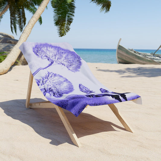 Botanical Beach Towel, Purple Floral Towel, Summer Essentials, Beach Gift, Ocean Vibes, Poolside Towels, Outdoor Relaxation