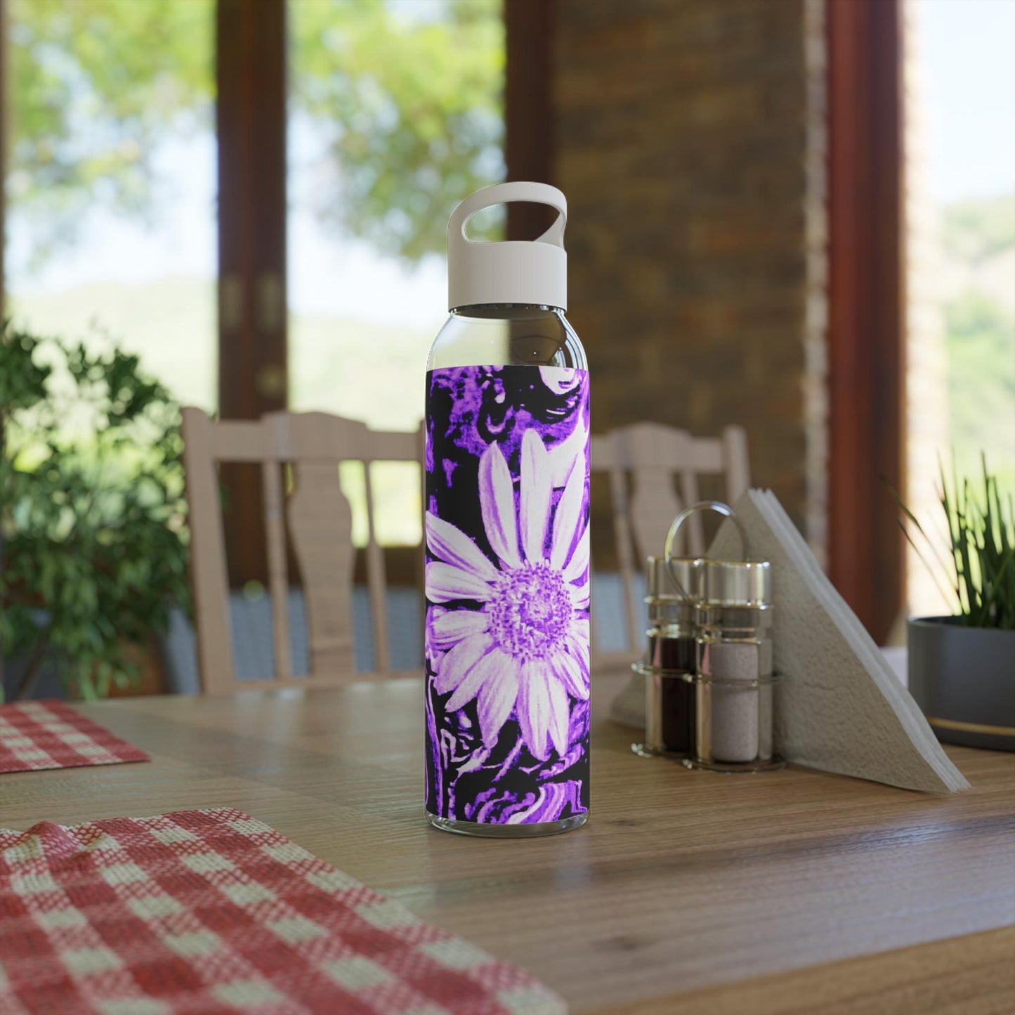 Purple Floral Water Bottle, Eco-Friendly Sports Bottle, Water Jug, Gift for Athletes, Outdoor Hydration Bottle, Trending Gift