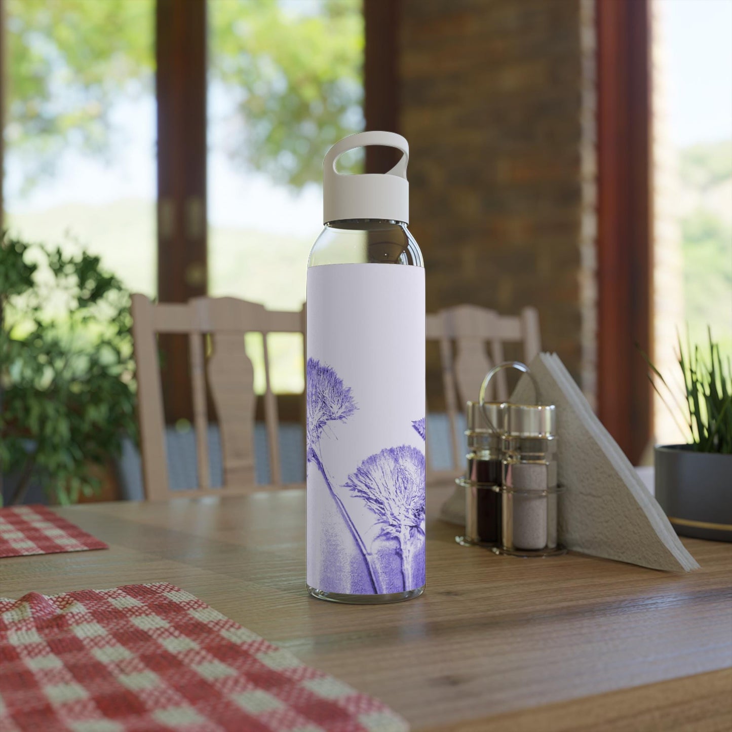 Sky Water Bottle with Floral Design | Eco-Friendly Hydration, Travel Mug, Gym Water Bottle, Birthday Gift, Nature Lover Gift