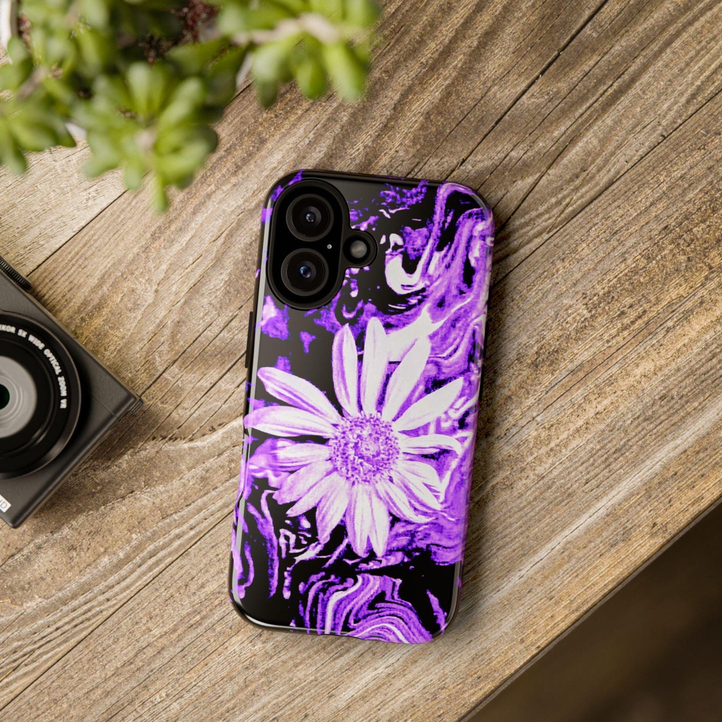 Floral Phone Case, Purple Daisy Tough Cases, Vibrant Design, Gifts for Her, Summer Accessories, Trendy Phone Cover