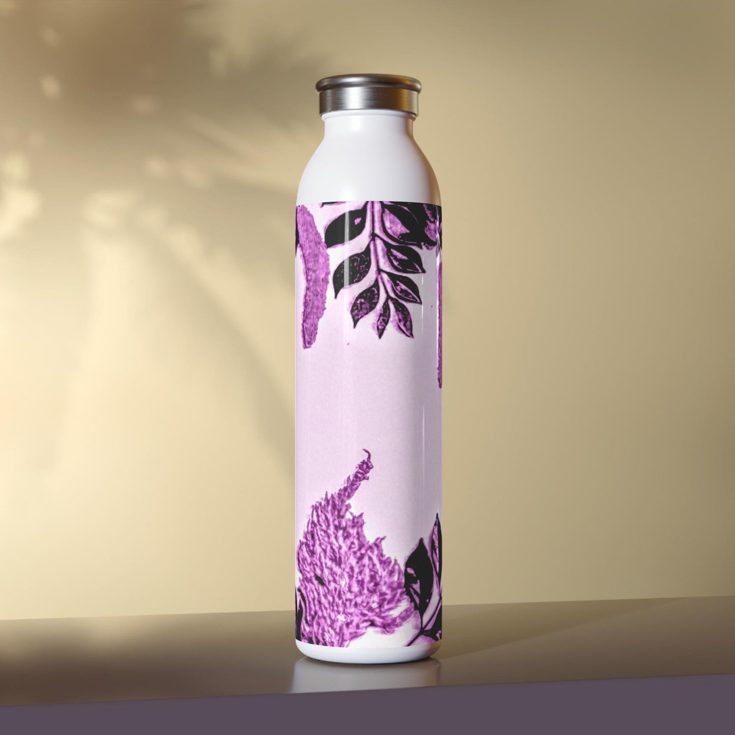 Elegant Floral Slim Water Bottle - Eco-Friendly Reusable Hydration Gift, Workout Water Bottle, Stylish Water Container, Travel Bottle,
