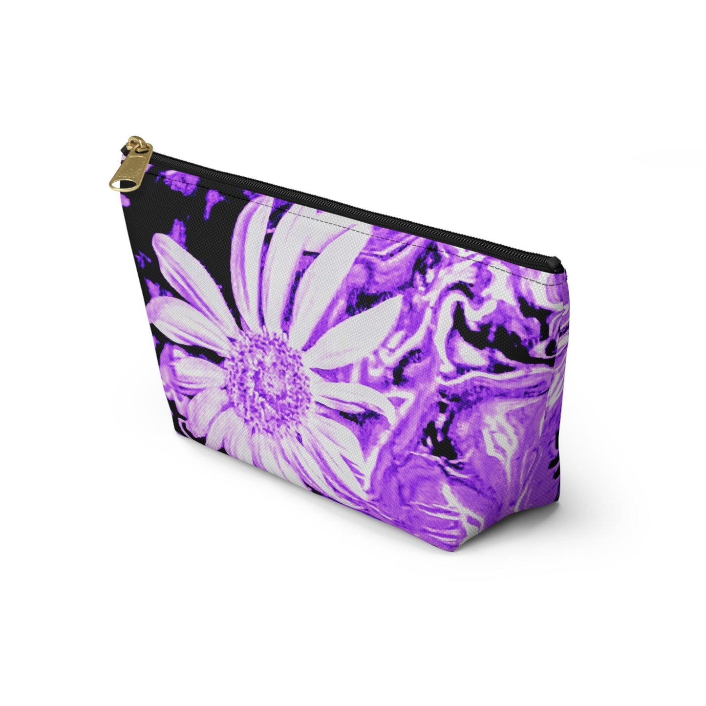 Purple Floral Accessory Pouch, Makeup Bag, Travel Organizer, Gift for Her, Stylish Cosmetic Case