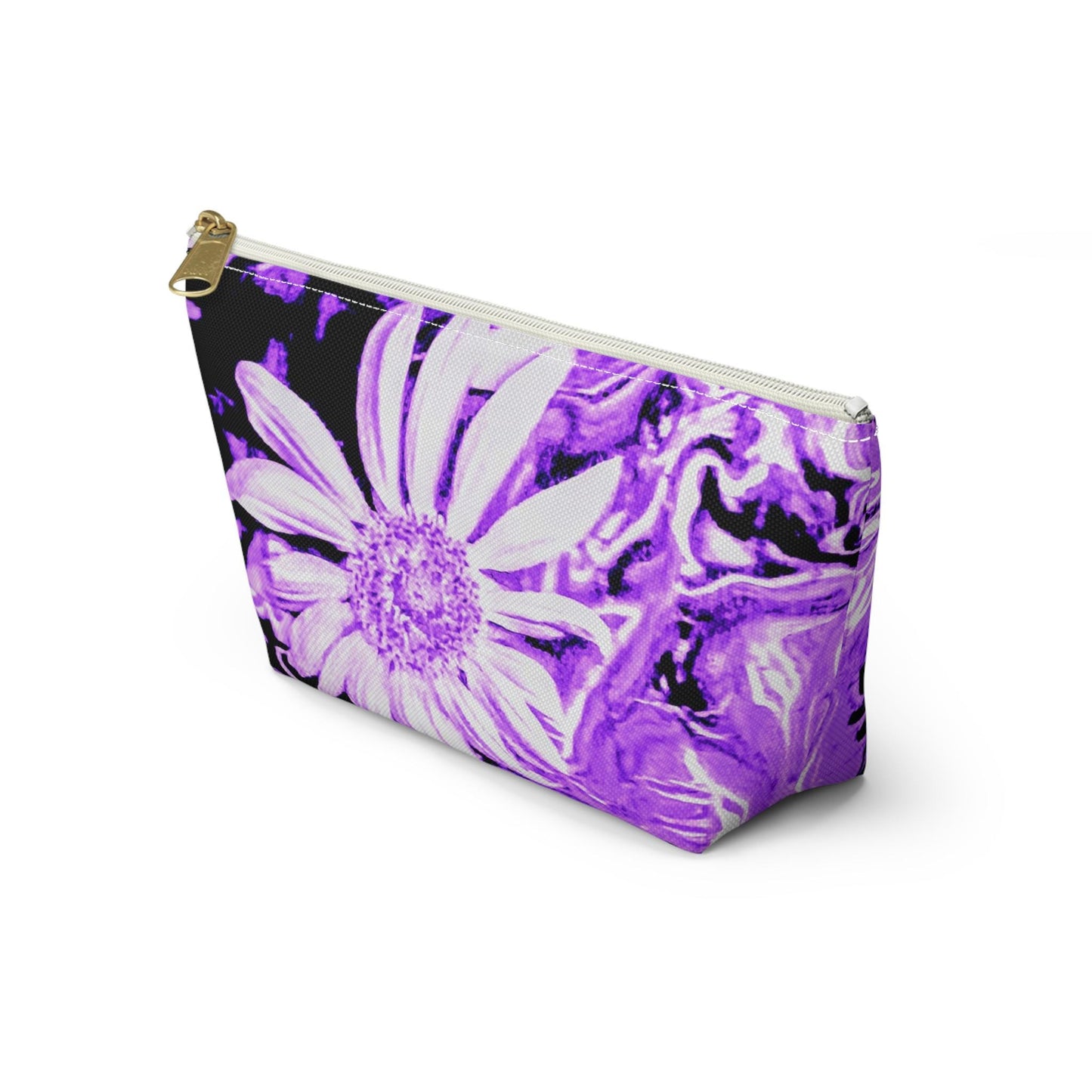 Purple Floral Accessory Pouch, Makeup Bag, Travel Organizer, Gift for Her, Stylish Cosmetic Case
