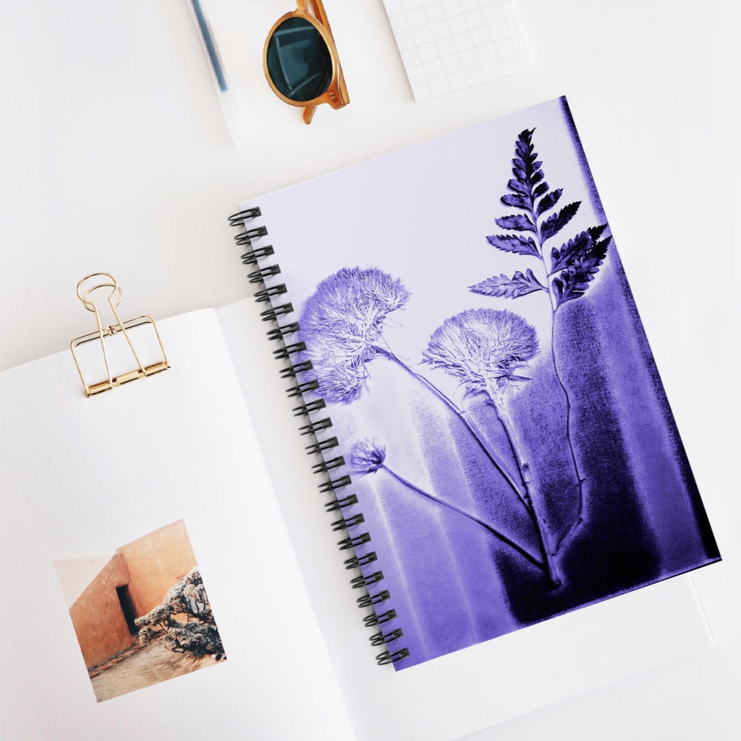 Spiral Notebook - Ruled Line, Purple Fern Artist Designed Matching Set, Funky Fantastic Notepad, Unique Journal Gift, Lined Sketchbook for