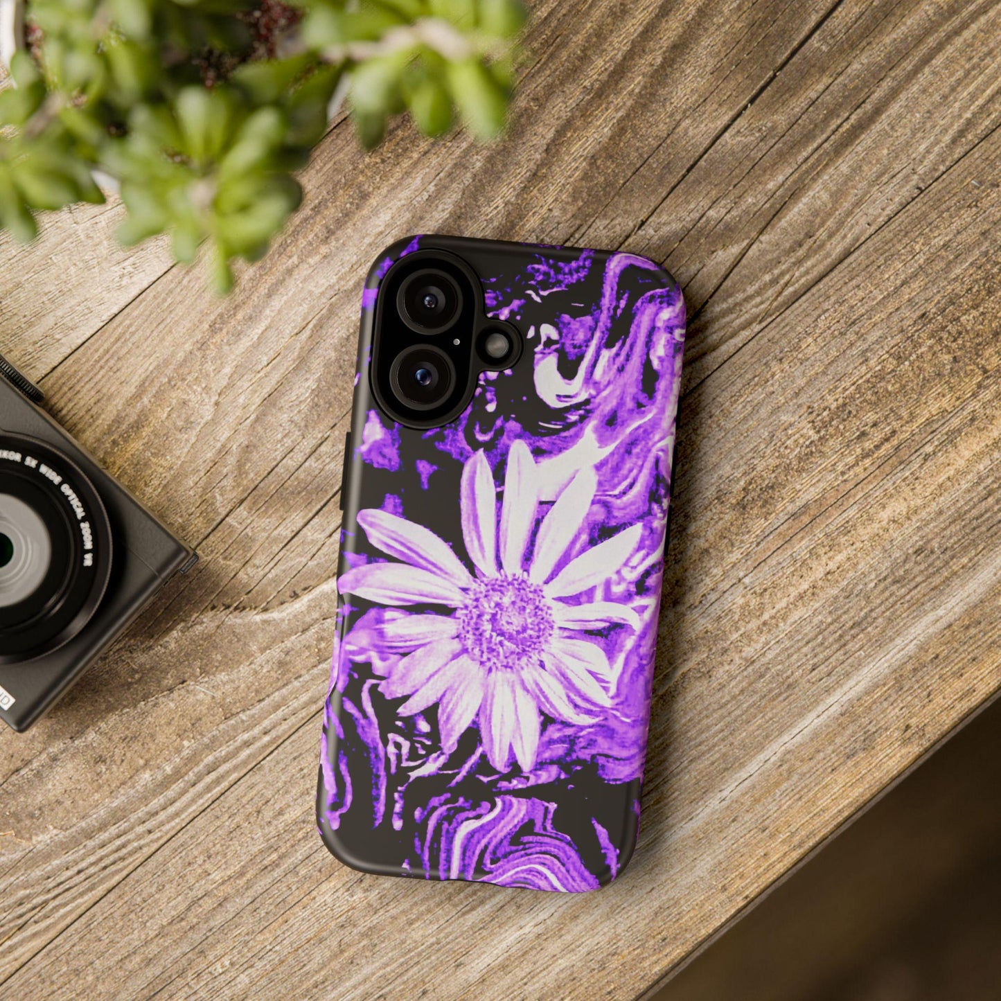 Floral Phone Case, Purple Daisy Tough Cases, Vibrant Design, Gifts for Her, Summer Accessories, Trendy Phone Cover
