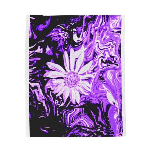 Purple Floral Velveteen Plush Blanket, Cozy Gift, Home Decor, Throw for Living Room, Bedroom, Self-Care, Unique Design