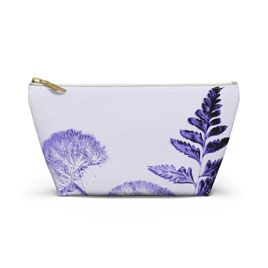 Botanical Accessory Pouch, Floral Makeup Bag, Travel Organizer, Gifts for Her, Purple Design, Eco-Friendly Clutch, Nature-Inspired