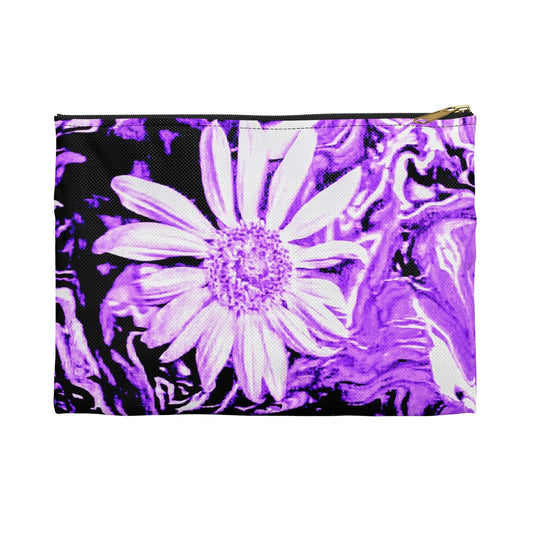 Purple Marble Flower Accessory Pouch - Trendy Makeup Bag, Floral Travel Organizer, Gift for Her, Cute Storage, Boho Style