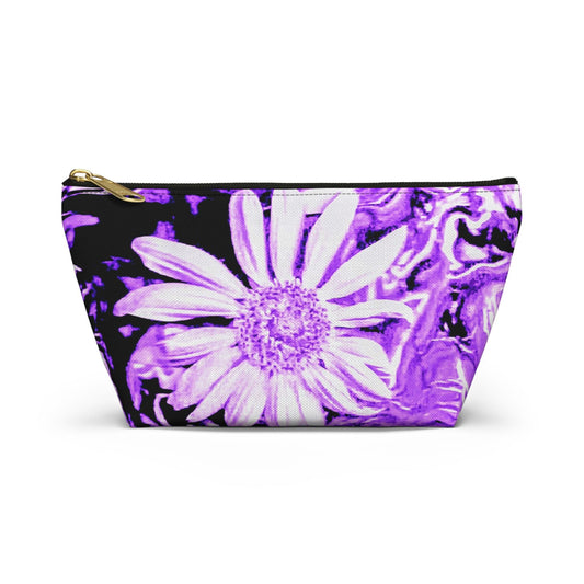 Purple Floral Accessory Pouch, Makeup Bag, Travel Organizer, Gift for Her, Stylish Cosmetic Case